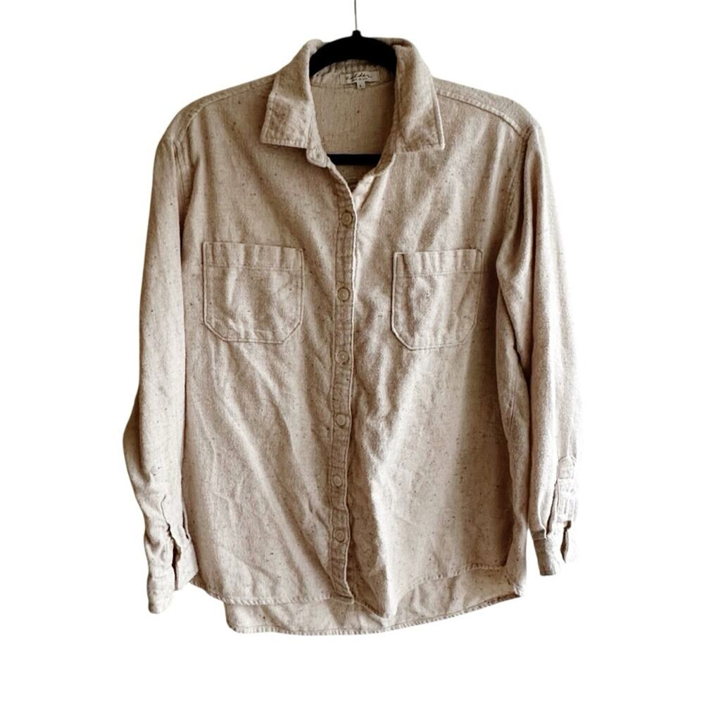 Calder Blake Cream Speckled Button Front Flannel Shirt Women's Large